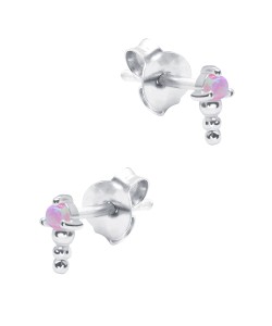 Cute Opal Stone Silver Stud Earring STS-6204